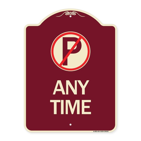 Signmission Anytime No Parking Symbol Heavy-Gauge Aluminum Architectural Sign, 24" x 18", BU-1824-24342 A-DES-BU-1824-24342 - main